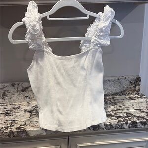 White Ruffled Strap Women's Top